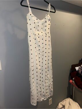 Old Navy White Maxi Slip Dress with Black Polka Dots worn once